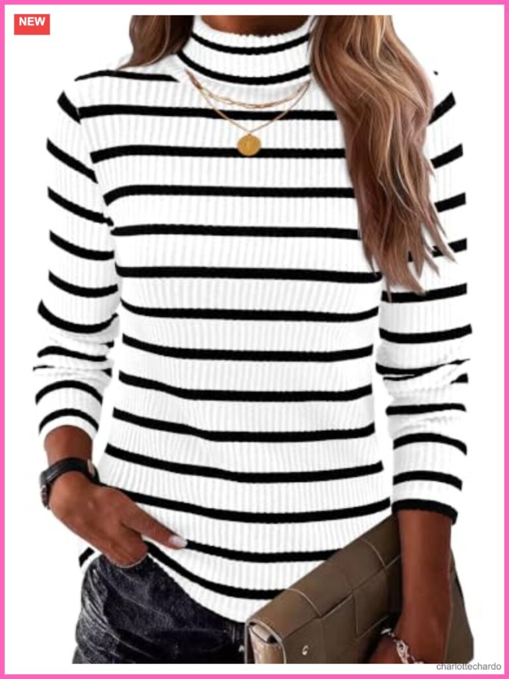 Women's Ribbed Knit Turtleneck Sweater Long Sleeve Pullover